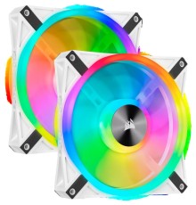 Кулер для корпуса/ Case Cooler Corsair iCUE QL140 RGB 140mm (140x140x25mm, 4-pin PWM, RGB, 50.2CFM, 26dBA, 1250RPM, White, 2pcs)