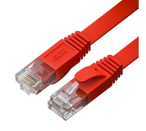 GCR Патч-корд PROF плоский прямой 10.0m, UTP медь кат.6, красный, 30 AWG, ethernet high speed 10 Гбит/с, RJ45, T568B, GCR-52851 GCR Патч-корд PROF плоский прямой 10.0m, UTP медь кат.6, красный, 30 AWG, ethernet high speed 10 Гбит/с, RJ45, T568B, GCR-52851