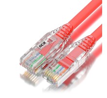 GCR Патч-корд 0.3m UTP кат.6, красный, коннектор ABS, 24 AWG, ethernet high speed 10 Гбит/с, RJ45, T568B, GCR-55412
