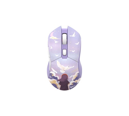Мышь игровая беспроводная Dareu EM901X Dream (фиолетовый, серия "Dream"), DPI 400/800/1600/3200/6400/12000, подключение: проводное+2.4GHz, подсветка RGB, с зарядной станцией, встроенный аккумулятор 930mAh, размер 124x67x39мм (Вскрытая упаковка) Мышь игровая беспроводная Dareu EM901X Dream (фиолетовый, серия "Dream"), DPI 400/800/1600/3200/6400/12000, подключение: проводное+2.4GHz, подсветка RGB, с зарядной станцией, встроенный аккумулятор 930mAh, размер 124x67x39мм (Вскрытая упаковка)