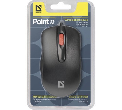 Defender Проводная оптическая мышь Point MM-756 черный,3 кнопки,1000 dpi