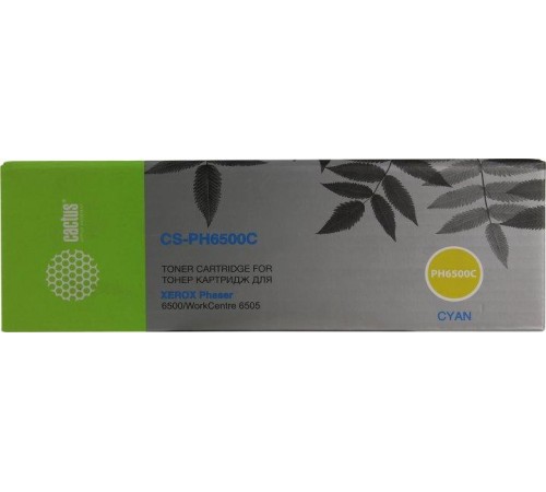 -/ Картридж лазерный Cactus CS-PH6500C 106R01601 голубой (2500стр.) для Xerox Phaser 6500/WorkCentre 65