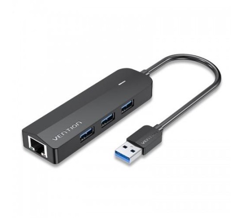 Сетевой адаптер Vention USB 3.0 M/Gigabit Ethernet RJ45 F+OTG хаб 3xUSB Черный - 0.15м. Сетевой адаптер Vention USB 3.0 M/Gigabit Ethernet RJ45 F+OTG хаб 3xUSB Черный - 0.15м.