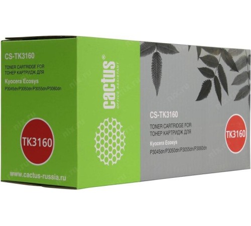 -/ Картридж лазерный Cactus CS-TK3160 TK-3160 черный (12500стр.) для Kyocera Ecosys P3045dn/P3050dn/P30