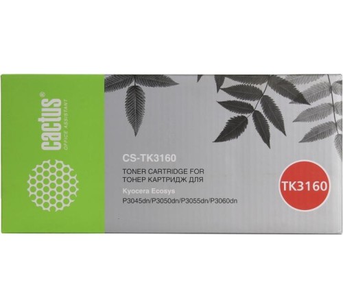 -/ Картридж лазерный Cactus CS-TK3160 TK-3160 черный (12500стр.) для Kyocera Ecosys P3045dn/P3050dn/P30