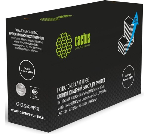 -/ Картридж лазерный Cactus CS-CF226X-MPSXL CF226/Canon 052H черный (15000стр.) для HP LJ Pro MFP M426dw/M426fdw/M426fdn/M402dn/M402n/M402d/M402dw; Canon imageCLASS LBP214dw/LBP215dw/MF426dw/MF424dw/MF429dw