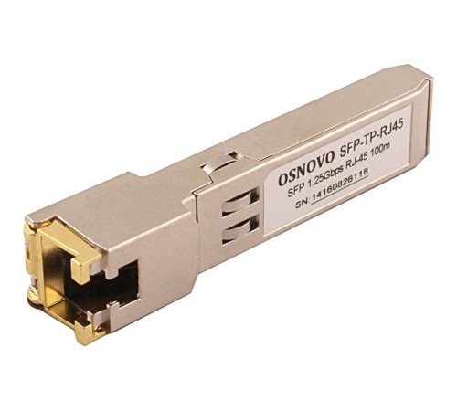 Трансивер/ OSNOVO Медный SFP модуль GE, до 1,25Гбит/с, до 100м Трансивер/ OSNOVO Медный SFP модуль GE, до 1,25Гбит/с, до 100м