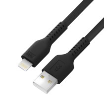 4PH Кабель 1.0m USB AM/Lightning - поддержка всех iOS, MFi, черный, 4PH-R90140