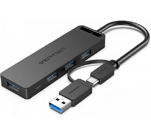 Концентратор Vention OTG USB-C+USB 3.0 / 4xUSB 3.0 порта Черный - 0.15м. Концентратор Vention OTG USB-C+USB 3.0 / 4xUSB 3.0 порта Черный - 0.15м.
