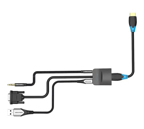Мультимедиа конвертер Vention VGA + аудио > HDMI, гибкий, черный Мультимедиа конвертер Vention VGA + аудио > HDMI, гибкий, черный