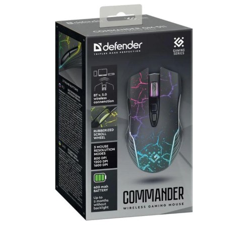 Defender Беспроводная игровая мышь Commander GM-511 Bluetooth,7D,400 mAh,1600dpi