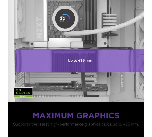 Корпус без блока питания/ Case NZXT H9 Flow (2025), Midi-Tower, TG, 3x140mm + 1x120mm, 2xUSB-A 3.2 + 1xUSB-C 3.2, E-ATX, ATX, mATX, mITX White