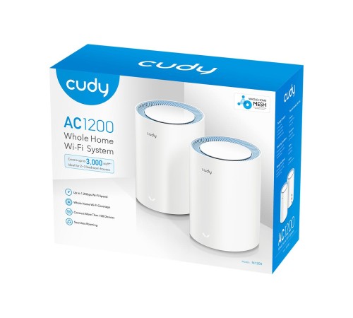 Wi-Fi Mesh-система/ AC1200 Wi-Fi Mesh Solution 2-Pack, Chipset MediaTek, Dual-Band, 867Mbps at 5GHz + 300Mbps at 2.4GHz, 802.11ac/a/b/g/n, 2 Fast Ethernet Ports, 2 internal antennas, MU-MIMO, DDNS, Zerotier/Wireguard/OpenVPN/IPSec/L2TP/PPTP VPN, DNS over Wi-Fi Mesh-система/ AC1200 Wi-Fi Mesh Solution 2-Pack, Chipset MediaTek, Dual-Band, 867Mbps at 5GHz + 300Mbps at 2.4GHz, 802.11ac/a/b/g/n, 2 Fast Ethernet Ports, 2 internal antennas, MU-MIMO, DDNS, Zerotier/Wireguard/OpenVPN/IPSec/L2TP/PPTP VPN, DNS over