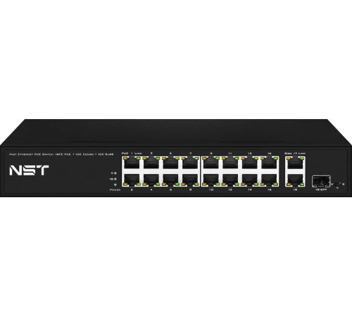 PoE коммутатор Fast Ethernet/ PoE коммутатор Fast Ethernet на 16 x RJ45 PoE + 2 x RJ45 GE + 1 SFP GE порта. Порты: 16 x FE (10/100 Base-T) с поддержкой PoE (IEEE 802.3af/at), 2 x GE Uplink (RJ45), 1 x GE SFP Uplink. Соответствует стандартам PoE IEEE 802.3 PoE коммутатор Fast Ethernet/ PoE коммутатор Fast Ethernet на 16 x RJ45 PoE + 2 x RJ45 GE + 1 SFP GE порта. Порты: 16 x FE (10/100 Base-T) с поддержкой PoE (IEEE 802.3af/at), 2 x GE Uplink (RJ45), 1 x GE SFP Uplink. Соответствует стандартам PoE IEEE 802.3