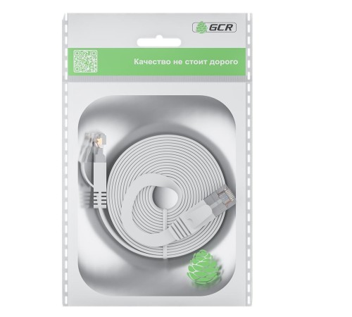 GCR Патч-корд PROF плоский прямой 3.0m, UTP медь кат.6, белый, 30 AWG, ethernet high speed 10 Гбит/с, RJ45, T568B, GCR-52867 GCR Патч-корд PROF плоский прямой 3.0m, UTP медь кат.6, белый, 30 AWG, ethernet high speed 10 Гбит/с, RJ45, T568B, GCR-52867