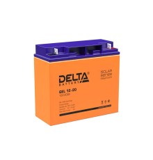Батарея DELTA серия GEL, GEL 12-20, напряжение 12В, емкость 20Ач (разряд 20 часов),  макс. ток разряда (5 сек.) 240А, макс. ток заряда 4А, свинцово-кислотная типа AGM+GEL, клеммы под гайку и болт M6, ДxШxВ 181х77х167мм., вес 5.3кг., срок службы 10-12 лет.
