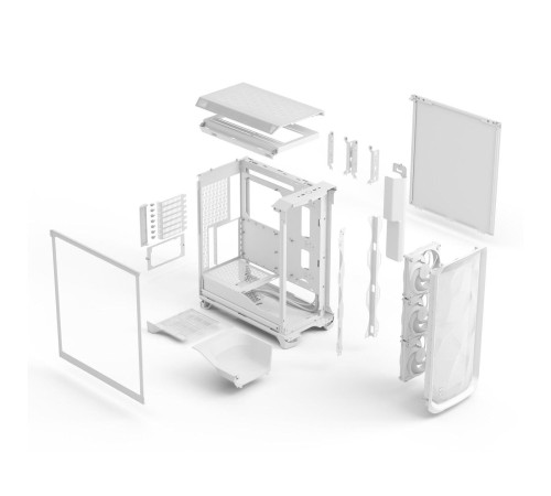 Корпус ПК без блока питания/ Case Fractal Design Meshify 3 TG Clear Tint, Midi-Tower, 3x140mm, 2xUSB-A 3.2 + 1xUSB 3.2 Type-C E-ATX, ATX, mATX, mITX, White