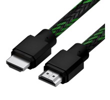 Кабель 1.5m HDMI 2.0, BICOLOR черно-зеленый нейлон, Ultra HD, 4K 60 fps 60Hz/5K*30Hz, 3D, AUDIO, 18.0 Гбит/с, 28AWG