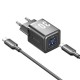 Набор для зарядки Vention з/у GaN 30W 2 порта USB (C + A) и кабель USB-C 3А Чёрный, шт.