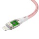Greenconnect Кабель 1.2m для iPod, iPhone, iPad series MERCEDES& LED, PINK NYLON, супер быстрая зарядка, MFI, GCR-52165