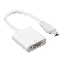 GCR Конвертер-переходник USB 3.0 AM > VGA 15F, белый, GL-U32VGA2