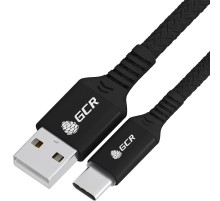 GCR QC Кабель 1.0m, TypeC, быстрая зарядка, черный нейлон, AL case черный, черный ПВХ, 28/24 AWG