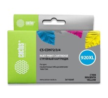 -/ Картридж струйный Cactus CS-CD972/3/4 №920XL голубой/желтый/пурпурный набор (43.8мл) для HP DJ 6000/