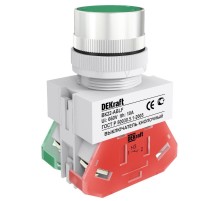 Выкл. кноп. ABLF ?22 мм Цвет:ЗЕЛЕНЫЙ 220В ВK-22 DEKraft