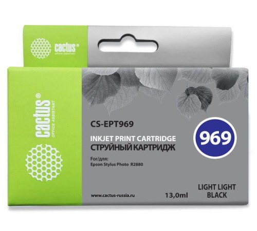 -/ Картридж струйный Cactus CS-EPT969 T0969 светло-серый (13мл) для Epson Stylus Photo R2880