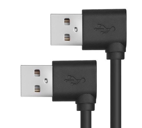 GCR Кабель 1.0m USB 2.0, AM угловой/AM угловой, 28/24 AWG,  GCR-AUM5AM-BB2S-1.0m
