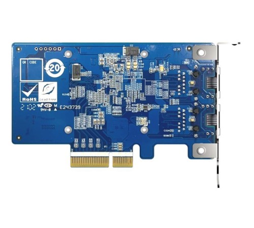 Сетевая карта/ QNAP QXG-10G2T-X710 LAN Expansion Card, PCIe Gen3 x4, Two 10GbE (10G / 5G / 2.5G / 1G / 100M)) Ports with SR-IOV and iSCSI, Block-based, Supports Multiple Virtual Disk Modes