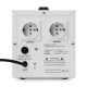 Стабилизатор POWERMAN AVS 2000D, ступенчатый регулятор, цифровые индикаторы уровней напряжения, 2000ВА, 140-260В, максимальный входной ток 12А, 2 евророзетки, IP-20, напольный, 200мм х 160мм х 190мм, 4.9 кг./ Stabilizer POWERMAN AVS 2000D, step-type regu