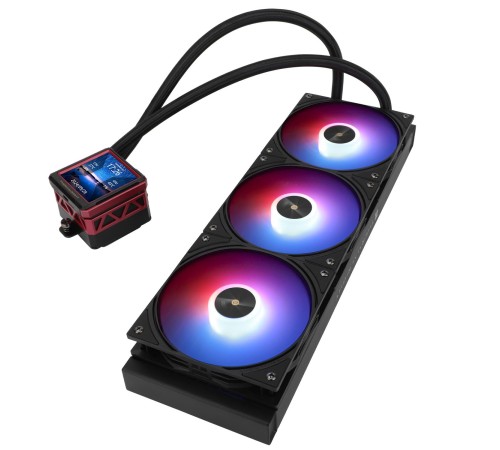 Водяное охлаждение для процессора/ Water Cooling System Thermalright Frozen Warframe 360 Ultra Black Argb (360mm, Black, ARGB/ Fans: 3x120mm, 70.84CFM, 22.1dBA, 2000RPM/ Pump height 60mm, 23dBA, 3000RPM, Rad thickness 27mm/ S: 1200, 1700, 1851, 2011, 2066