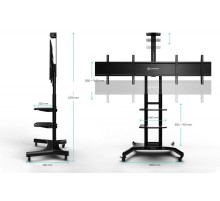 ONKRON мобильная стойка для двух ТВ 40"-65", макс 105.9кг, чёрная TS1881DV