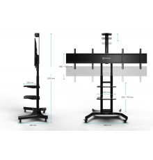 ONKRON мобильная стойка для двух ТВ 40"-65", макс 105.9кг, чёрная TS1881DV