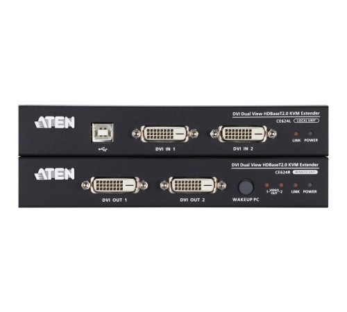 USB, DVI, КВМ-удлинитель c поддержкой Dual View и HDBaseT™ 2.0 (1920 x 1200  100 м)/ATEN/ DVI Dual View HDBase T2.0 KVM Extender