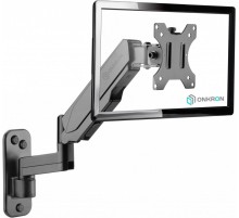 Кронштейн НАСТЕННЫЙ для монитора ONKRON/ 13-34" 2колена, макс. 100*100, струбцина, наклон -35º+35º поворот 180º, расстояние от стены 99-521мм, макс.перемещение по вертикали 280мм, кабель-канал, пружина, нагрузка 1-8кг