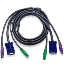 Шнур, мон., клав.+мышь PS/2, HD DB15+2x6MINI-DIN, Female/2xMale-3xMale,  8+6+6 проводов, опрессованный,   1.8 метр., черный/ CABLE HD15M/MD6M/MD6M-HD15F/M, 1.8M