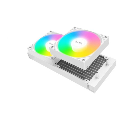 Водяное охлаждение для процессора/ Water Cooling System SAMA L40 White (240mm, White, ARGB/ Fans: 2x120mm, 82.79CFM, 29dBA, 2000RPM/ Pump height 52mm, 29dBA, 2500RPM, Rad thickness 27mm/ S: 1851, 1700, 1200, 20XX, 115X, AM5, AM4)