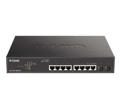 Коммутатор/ EasySmart L2 Switch 8х1000Base-T PoE, 2x1000Base-X SFP, PoE Budget 242W, 2 PoE ports 802.3bt (90W)