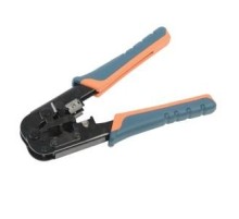 Инструмент обжимной для RJ45, RJ12, RJ11 без храпового мех. с прорезиненными ручками, сине-оранжевый