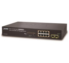 коммутатор/ PLANET IPv4/IPv6, 8-Port Managed 802.3at POE+ Gigabit Ethernet Switch  + 2-Port 100/1000X SFP (120W)