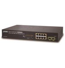 коммутатор/ PLANET IPv4/IPv6, 8-Port Managed 802.3at POE+ Gigabit Ethernet Switch  + 2-Port 100/1000X SFP (120W)