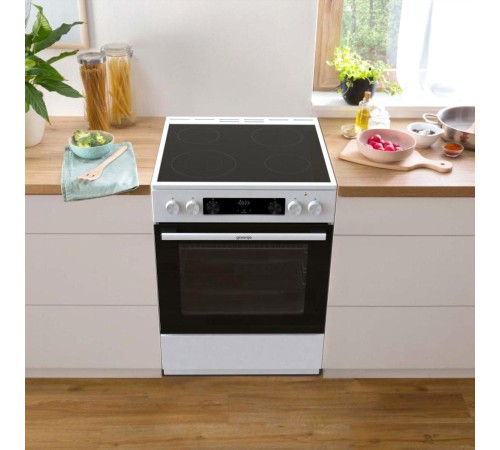 Плита GORENJE/ Тип плиты: электрическая, Тип варочной поверхности: стеклокерамическая, Цвет: белый, Гриль: Есть, Ширина, см: 60