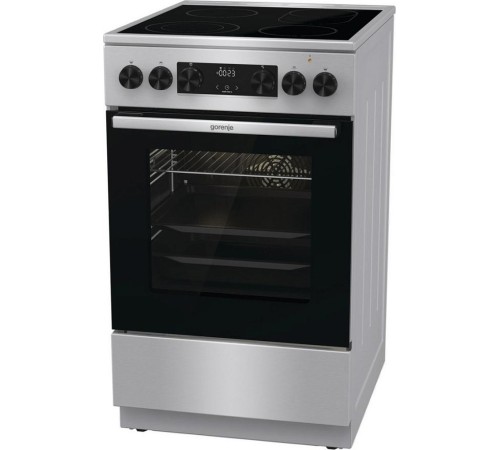 Плита GORENJE/ Стеклокерамическая плита, Цвет: Нержавеющая сталь, Материал дверцы: Стеклянная дверца, GentleClose: шарнир с плавным закрыванием дверцы духовки, Тип духовки: Мультифункциональная духовка, Стеклокерамическая варочная панель, Количество конфо