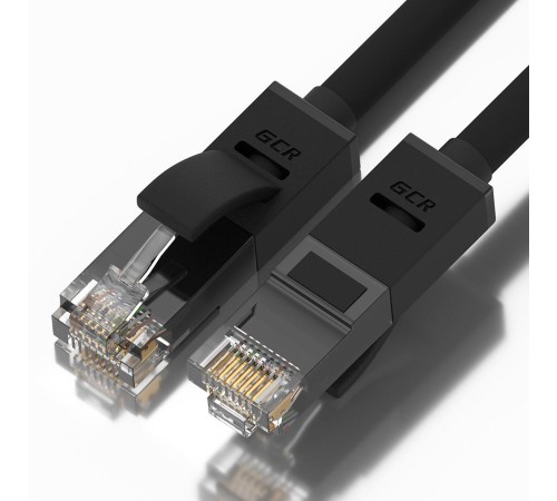 GCR Патч-корд прямой 6.0m UTP кат.5e, черный, позолоченные контакты, 24 AWG, литой, GCR-50997, ethernet high speed 1 Гбит/с, RJ45, T568B