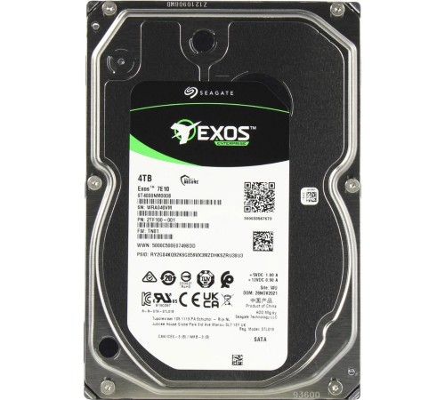 Жесткий диск/ HDD Seagate Exos 7E10 SATA 4Tb 7200 6Gb/s 256Mb 1 year warranty