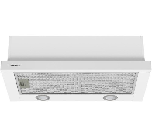 ВЫТЯЖКА HOMSair Flat 60 White/ встраиваемая, колыбельное управление, 2 скорости, 520 м3/ч, до 20 м2, 45 дБ, угольный фильтр CF110 - 1 шт, ШхВхД: 500х176х280 мм, белый цвет