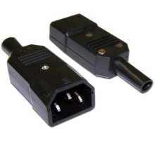 Вилка Вилка IEC 60320 C14, 10A, 250V, прямая, разборная, черная