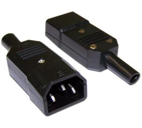 Вилка Вилка IEC 60320 C14, 10A, 250V, прямая, разборная, черная